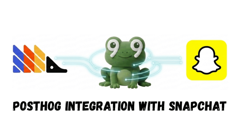 PostHog and Snapchat logos linked by a network graphic, with the text “PostHog Integration with Snapchat”.