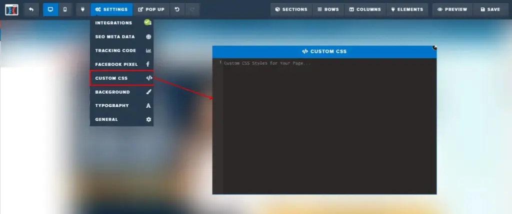 ClickFunnels Custom CSS editor