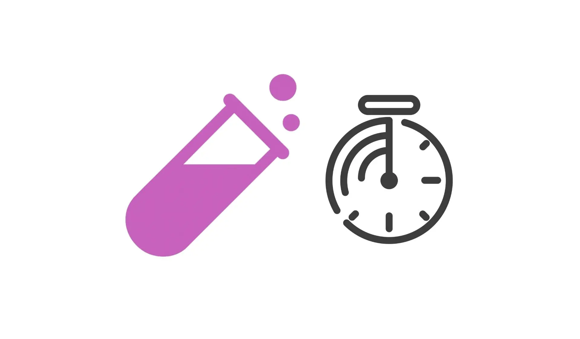 Illustration of a flask and stopwatch representing a timed A/B test