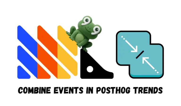 Illustration for combining events in PostHog Trends, with arrows converging between two panels.