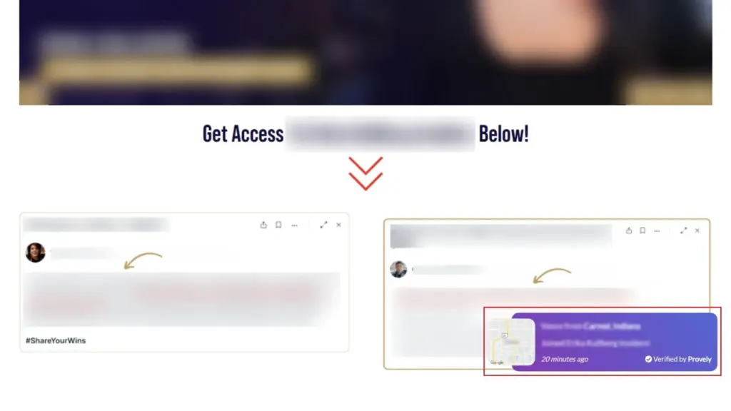 Comparison of a thank-you page without and with a Provely live activity widget